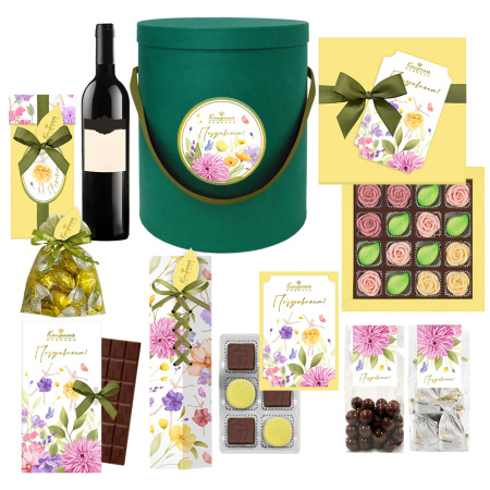 Набор зеленый: шоколад, мармелад, суфле, суфле-безе, драже