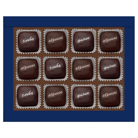 Сухофрукты в шоколаде (финик, слива, абрикос) 155г