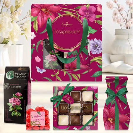 Набор: драже, конфеты ассорти, мармелад, чай 355г