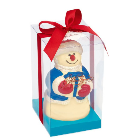 Скульптура Снеговик шоколад белый, красная лента