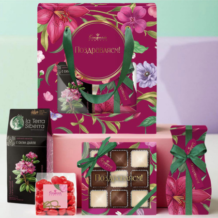 Набор: драже, конфеты ассорти, мармелад, чай 355г