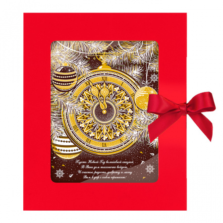 Шоколадная открытка "Часы" Шоколад горький 100г