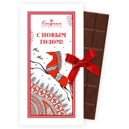 Шоколад молочный "С Новым годом" открытка белая 60г