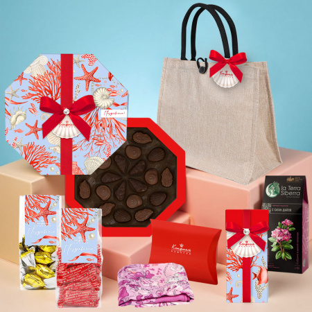 Сумка-шоппер :мармелад, шоколадные конфеты ассорти, чай