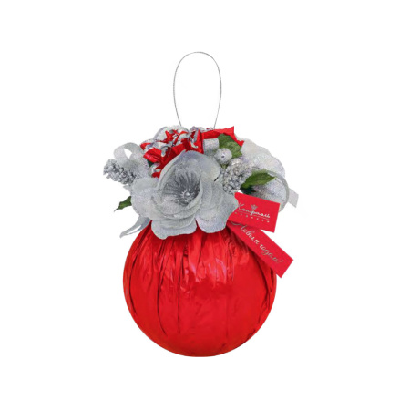 Красный елочный шарик с конфетами мармелад-суфле 210г