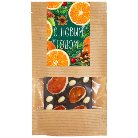 Шоколад горький с кумкватом и драже «кедр» в белом шоколаде 75г