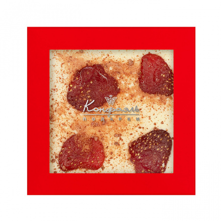 Шоколад белый с клубникой и кранчем малины 35г