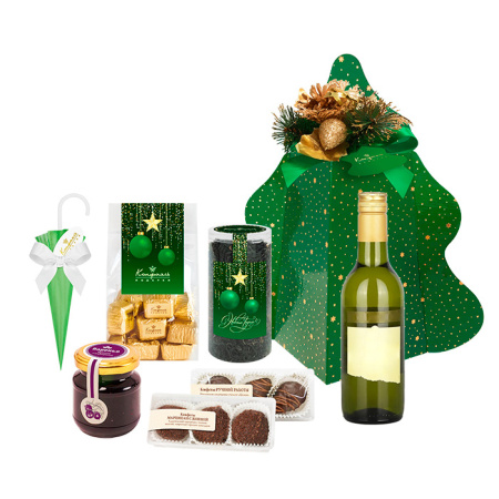 Подарочный набор: конфет, чая, варенья 555г