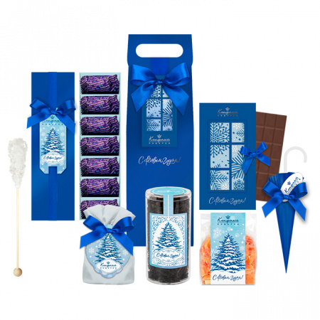 Подарочный набор-сумочка: шоколад, драже, конфеты, чай, цукаты 485г