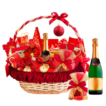 Корзина с шоколадными наборами: шоколад, драже, мармелад, конфеты, чай, кофе, варенье 3300г