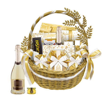 Корзина с конфетами: мармелад, ассорти, пирожные, печенье, мед, чай