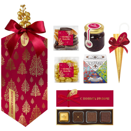 Набор: конфеты ассорти, цукаты, драже, варенье, чай