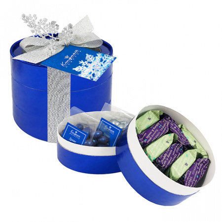 Подарочный набор в круглой коробке: драже, конфеты "Комбинированные" 270г