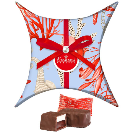 Подушечка большая с конфетами мармелад-суфле (клубника и ваниль) 105г