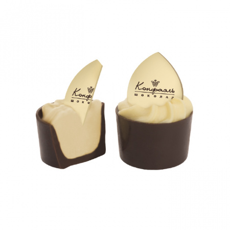 Конфета ручной работы - с шоколадной пластиной - белый шоколад