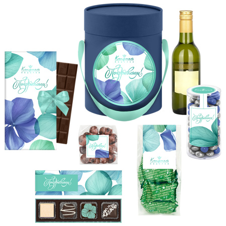 Коробка с конфетами: ассорти, мармелад-суфле, драже, цукаты, шоколад