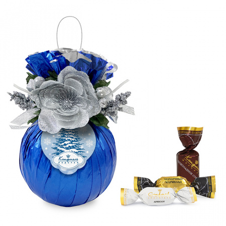 Елочный шарик большой синий: Конфеты глазированные 210г