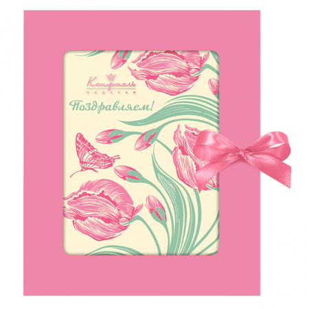 Открытка из белого шоколада Поздравляем