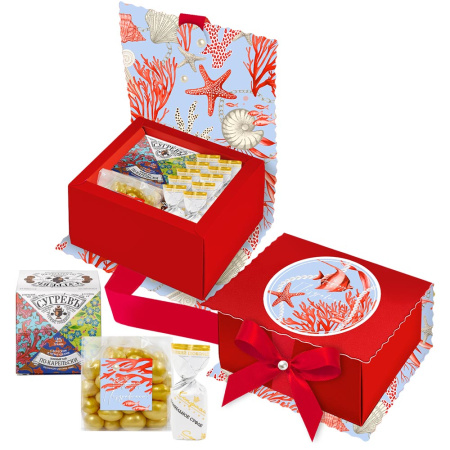 Подарочный набор: драже, конфеты глазированные, чай 170г