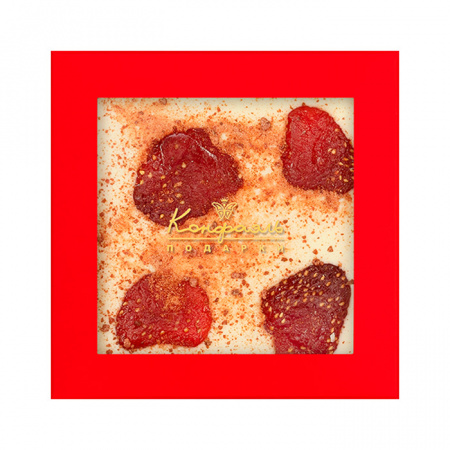 Шоколад белый с клубникой и малиновым кранчем 35г