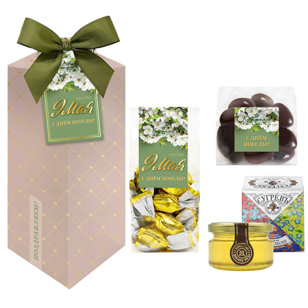 "9 мая" набор: мармелад, драже, мед, чай