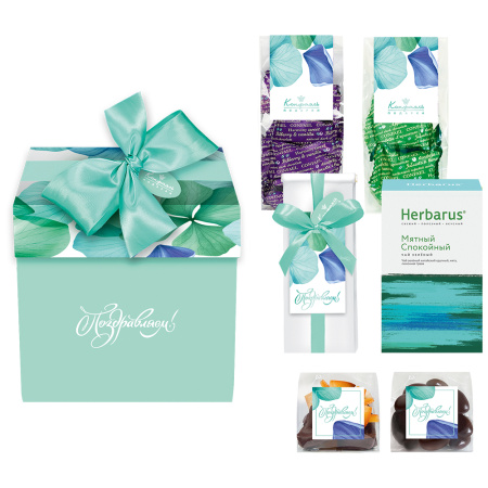 Набор конфет и чая: мармелад-суфле, цукаты, драже,чай