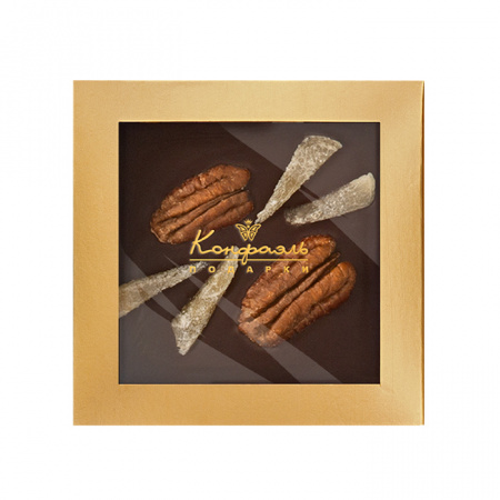 Шоколад горький с цукатами имбиря и орехом Пекан