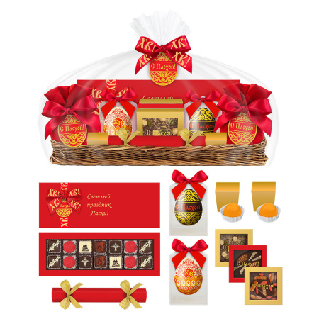 Корзина пасхальная с шоколадом и конфетами