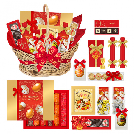 Корзина с шоколадом, конфетами ассорти, суфле, сухофруктами