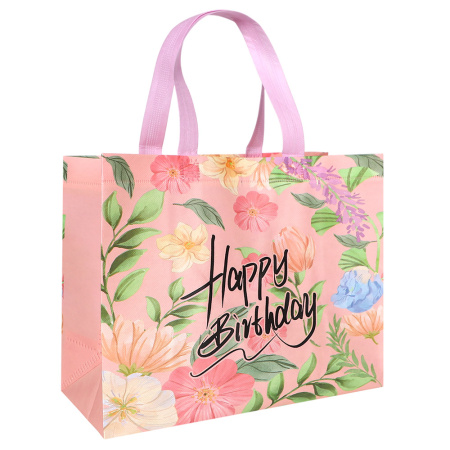 Сумка "С днем рождения" розовая 32*14*25.5 см