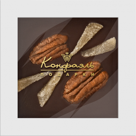 Шоколад горький с цукатами имбиря и орехом пекан (белый) 35г