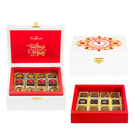 Подарочный набор шкатулка: конфеты ручной работы, конфеты типа "Ассорти" 255г