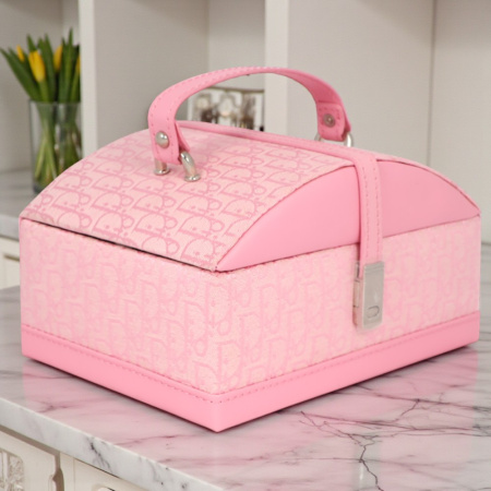 Шкатулка для украшений розовая 16х11,5х9см 