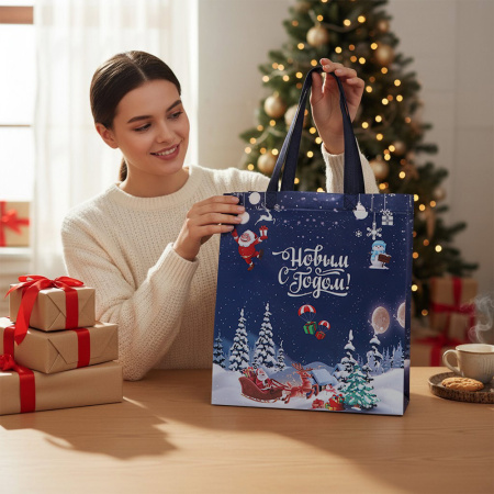 Сумка- шоппер "С Новым годом" 30х35х13см