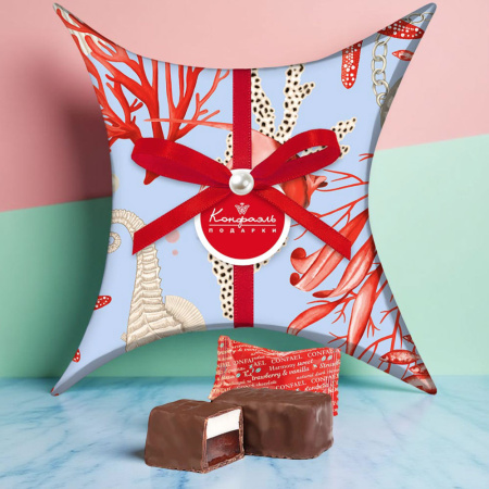 Подушечка большая с конфетами мармелад-суфле (клубника и ваниль) 105г