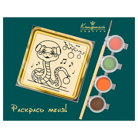 Раскраска зеленая из белого шоколада с декором змея 45г