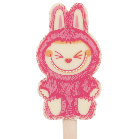 "Лабубушка" шоколад белый на палочке 19г (розовый декор)