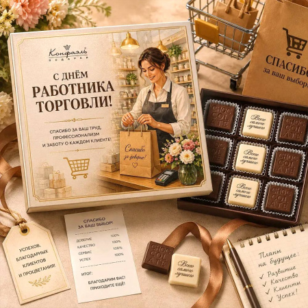 Шоколадные конфеты ассорти "С Днем работника торговли"