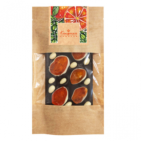 Шоколад горький с кумкватом и драже "Кедр" в шоколаде 75