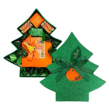 Подарочный набор Елка зеленая: драже, конфеты, ассорти 320г