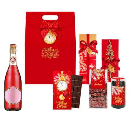 Подарочная сумочка красная: шоколад, конфеты, чай 680г Подарочная сумочка красная: шоколад, конфеты, чай 680г