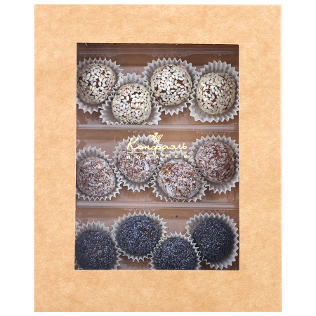 Набор конфет лилаки из абрикоса с маком, кунжутом, кокосом 120г