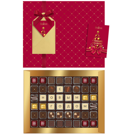 Шоколадные конфеты ассорти, мармелад, суфле набор с открыткой 420г