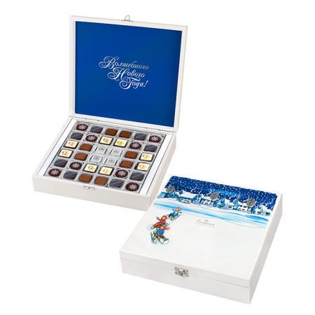 Шкатулка зимняя: подарочный набор конфет глазированных, ассорти 355г
