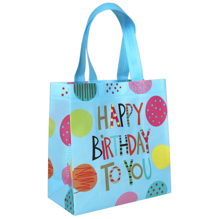 Сумка "С днем рождения" голубая 22*11*23 см