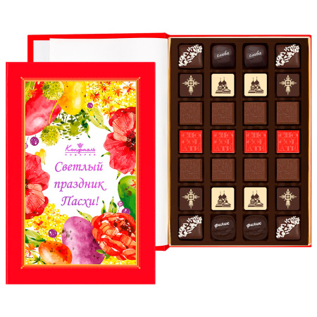 Конфеты ассорти, сухофрукты, мягкий грильяж с Пасхой книга 295г