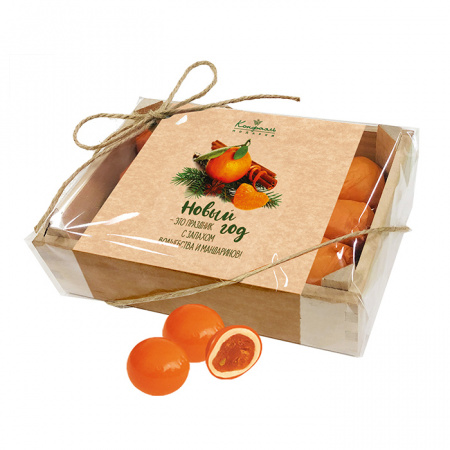 Шкатулка с драже "Мандарин" в шоколаде 225г
