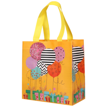 Сумка "С днем рождения" желтая 22*11*23 см