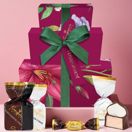 Набор сундучков: суфле со вкусом манго и безе, суфле, мармелад  270г