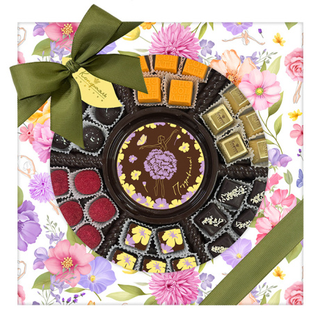 Конфеты ручной работы, ассорти и шоколада набор круглый 340г Конфеты ручной работы, ассорти и шоколада набор круглый 340г